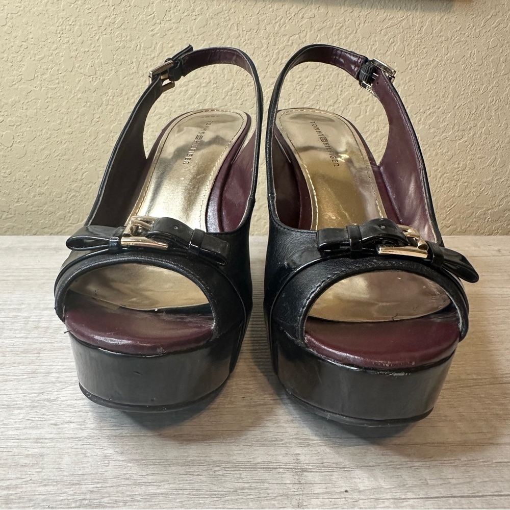 Tommy Hilfiger Black Platform Wedges in Size 6 EUC - Picture 6 of 10